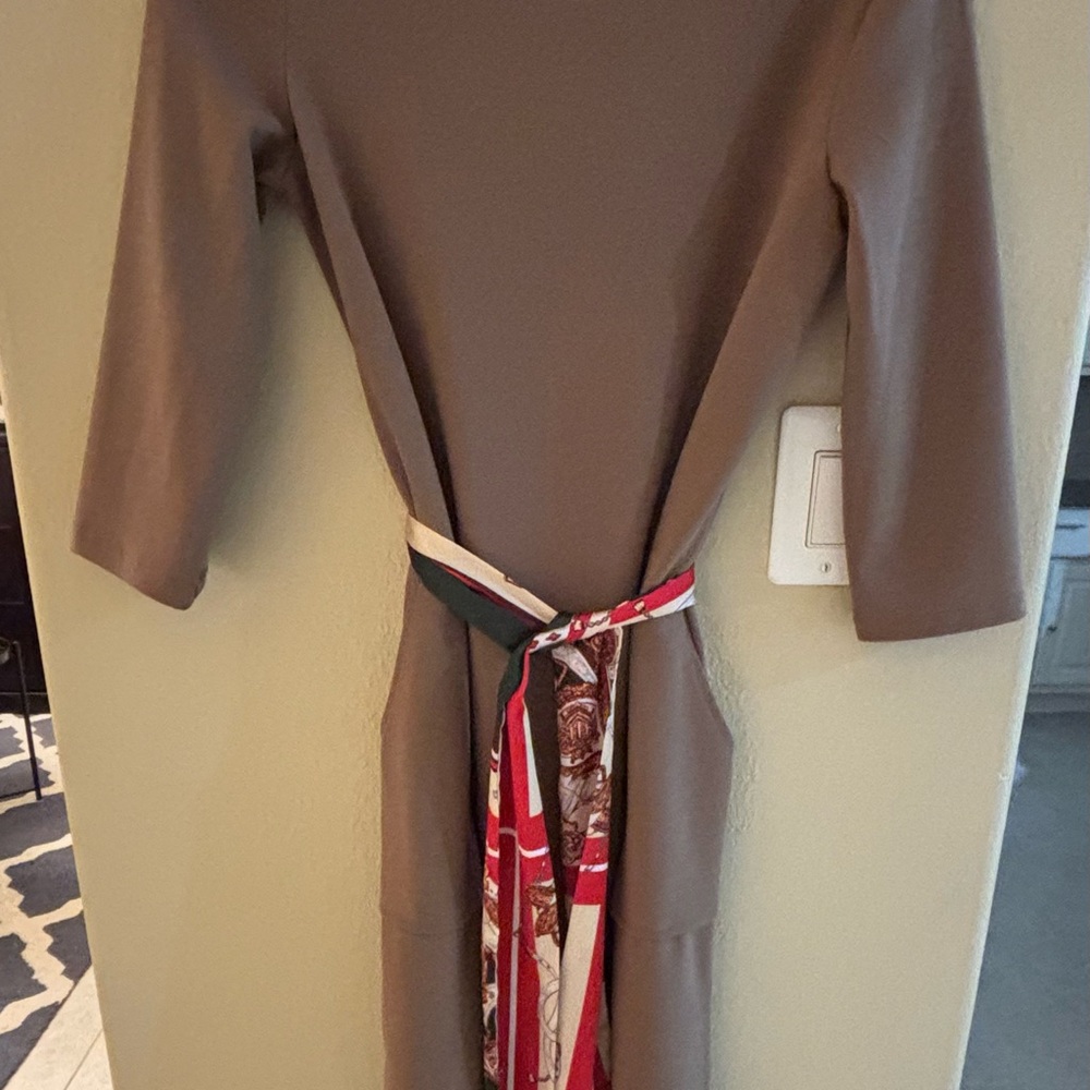 Brown Dress with Multicolor Belt